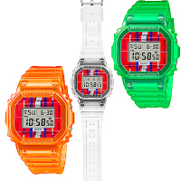 CASIO卡西歐 G-SHOCK 佐藤可士和聯名錶款 半透明 替換式錶圈/錶帶組 經典系列 DWE-5600KS-7_43.8mm