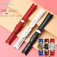 FOR Gucci YA1332 1333 1335 Series Men and Women 16mm 20mm 22mm Concave Leather Watch Band Watch Strap