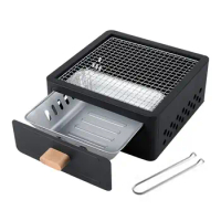 Camping Grill Small Portable Charcoal Grill Tabletop Desk Grill Barbecue Table Top Grill with Pull-out Charcoal Basin Design