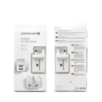 【LEXINGHAM樂星翰】2.4A 雙USB充電器 英國插頭