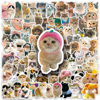 Set 10 / 100 Mèo Sticker Meme Dán Trang Trí Điện Thoại / Ván Trượt / Mũ Bảo Hiểm Hình Chú Mèo Ngộ Ng