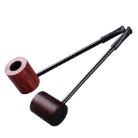Long Ebony Straight Pipe Handmade Smoking Pipe Cigarette Holder Filter Wooden Smoke Pot Pipe Cigarette Accessories For Men Gifts