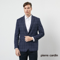 Pierre Cardin皮爾卡登 男款 經典格紋休閒西裝外套-深藍色(5205572-38)