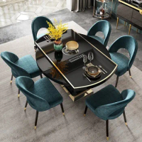 Table and chair set after modern living room retractable round multi-function table with induction cooker new table