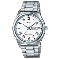 【CASIO 卡西歐】經典英倫復古不鏽鋼紳士指針錶-羅馬白面(MTP-V006D-7B)