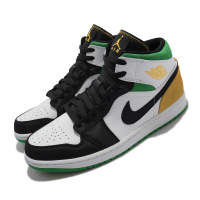 【NIKE 耐吉】休閒鞋 Air Jordan 1代 Mid 男鞋 Oakland AJ1 白 綠 黃(852542-101)
