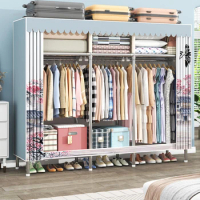 Modern Household Simple Wardrobes Home Bedroom Open Closets Bedroom Furniture Thickened Full Steel Frame Assembly Cloth Wardrobe