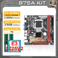 JINGSHA B75 motherboard set with Xeon E3 1225 V2 CPU + 2*8GB DDR3 RAM LGA 1155 itx motherboard combo Kit B75
