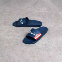 Bally Sandal BALLY TEXT RED NAVY SLIDE 100% ORIGINAL