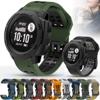 For Garmin Instinct 2 / Instinct Tactical Solar Strap Quick Release Watchband 22mm Watch Band Double Color Silicone Bracelet