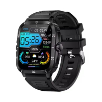 Kt71 Men Smart Watch Ip68 Waterproof Silicone Strap 1.96inch Screen App Dafit Phone Call Heart Rate Sleep Steps Count Smartwatch