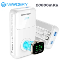 NEWDERY 20000mAh Power Bank PD 20W Fast Charging Portable Charger for Apple Watch,iPhone,Samsung Phone Battery Pack Type C Cable