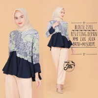 Isyel Blouse Batik Kombinasi moscrepe modern Baju Atasan Panjang Dewasa