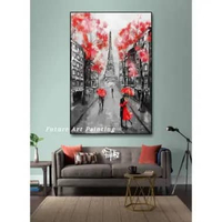 Hiasan Dinding Romantic Paris Eiffel Tower Lukisan Kanvas Modern - FUTURE ART PAINTING dengan bingka