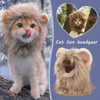 Cute Lion Mane Cat Wig Hat For Dogs And Cat Small Dog Pet Cat Decor Accessories Costume halloween Li