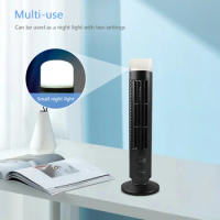 Vertical Air Conditioning Fan 3W Desktop Tower Fan Bladeless with Light USB Plug-in Or Battery Powered 2-speed for Travel Sports