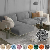 Velvet Sofa Seat Cushion Cover Stretch Plush Thicken Sofa Cover For Living Room L Shape Luxury Corner Furniture Sofa Slipcovers