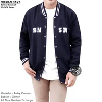 MND Jaket Bomber Baseball Jaket Baseball Pocket Jaket Bomber Varsity NAVY BLUE XL