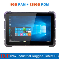 RUGLINE 8GB RAM 128GB IP67 Industrial Rugged Windows 10 Pro Tablet PC Win10 Intel N4120 10.1" HD WiFi RS232 RJ45 USB3.0 HDMI