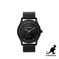 KANGOL 弧形流線時尚腕錶38mm米蘭帶(黑)-黑曜石框 KG71238