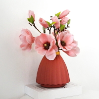 仿真花單支玉蘭花褶紋陶瓷花瓶客廳裝飾花假花絹花家居花藝擺設