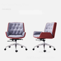 Nordic designer Office Chairs Back Wood back Computer Chair office Furniture Study Leather Lift Swivel Chair Home Boss Chair Z