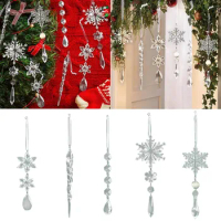 Christmas Crystal Pendant Accessories Christmas Tree Decoration Pendant Garden Window Decoration Stained Glass Party Supplies