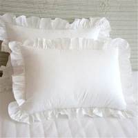 1PCS Home Bedroom White Pillow Case Ruffle Shams Decorative Pillowcases Comfortable Pillow Cover Protector with Invisible Zipper