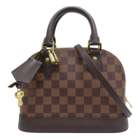 【二手名牌BRAND OFF】LOUIS VUITTON LV 路易威登 棕色 棋盤格 帆布 Alma BB 兩用包 N41221