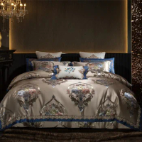 4/6/10Pcs Bedding Set Elegant European Damask Design Jacquard Weave Duvet Cover Quilted Cotton Bedspread Bed Sheet Pillow shams
