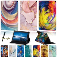 Universal Tablet Stand Case for Lenovo Tab E7 /Tab E8 /Tab E10 Dust-proof Watercolor Pattern Series Four Corner Protection Case