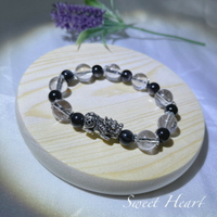 Sweet Heart 田芯開運精選 💯 純銀 貔貅 黑髮晶 黑銀曜 黑曜石 開運 招財 避邪 男生手鍊 水晶手鍊 手鍊