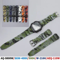 F-108WH/W-215/AEQ-110W/W-S200H Watch Band 18mm camouflage Watchband Bracelet AQ-S810W/AQ-S800W/SGW-300H/AE-1000W/AE-1200 Strap