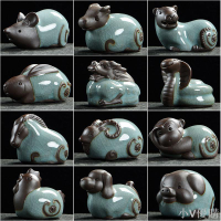 十二生肖擺件羊牛鼠虎兔龍蛇馬羊猴雞狗豬屬相可愛迷你陶瓷小飾品
