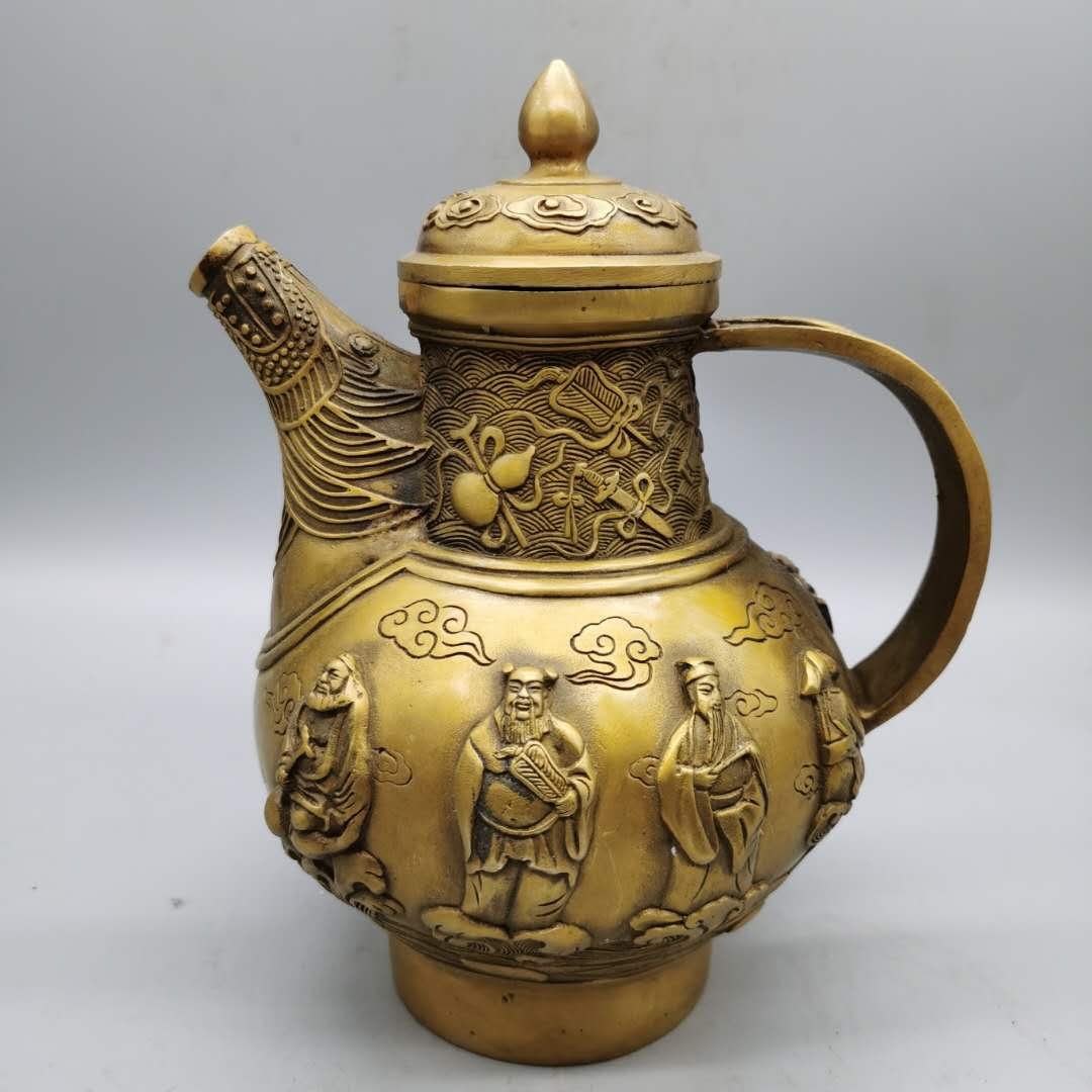 銅・龍頭酒壺・酒瓶 ・酒器・八仙過海酒壺・酒樽の置物 銅・龍頭酒壺・酒瓶 ・酒器・八仙過海酒壺・酒樽の置物