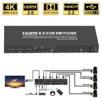 HDMI 4K Ultra HD 4x1 HDMI KVM Switch 3840x2160@60Hz 4:4:4 Supports USB 2.0 Device Control up