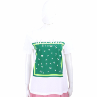 Max Mara WIEN 字母貼飾椰樹印花純棉白綠色短袖TEE T恤