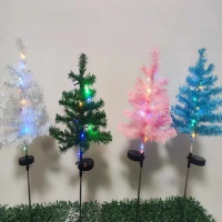 Solar Christmas Tree Lights Garden Decoration Ground Plug Lawn LED Colorful Lights Outdoor Waterproo