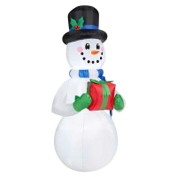 充氣8呎雪人抱禮物包，大型充氣擺飾/造型充氣/聖誕節/雪人造型/派對擺飾/活動佈置，X射線【X783601】