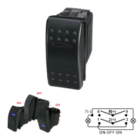 660030 Rocker Switch 7Pin DPDT Switch 2 LED Indicator Light For Marine DC 12/24V