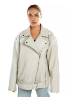 London Rag 配上腰帶超大石色機車夾克