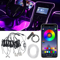 6 in 1 Car LED Interior Atmosphere Lights Optic Fiber APP Music Control RGB Ambient Light Auto Decorative Neon Lamp
