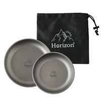 【【蘋果戶外】】Horizon 天際線 純鈦戶外野營餐盤雙盤組 (19cm+15cm) 鈦盤 附收納袋