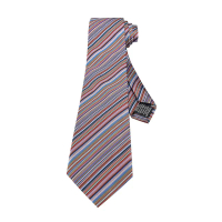 【Paul Smith】PAUL SMITH標籤LOGO真絲藝術家條紋設計領帶(藍x多色)