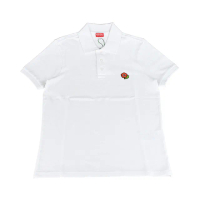【KENZO】KENZO電繡LOGO棉質3鈕釦領口短袖POLO衫(男款/米白)
