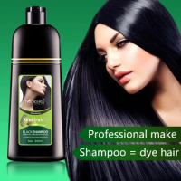 500ML Mokeru Fast Black Hair Dye Organic Natural Plant Essence Shampoo Hair Color Dye For Cover Gray White Hair Only 5 Minutes