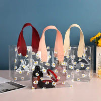 Large Capacity Daisy Plastic Handbag Clear PVC Tote Bag Candy Gift Packaging Bag Women Cosmetic Bag Party Favor Supplies