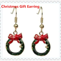 2020 winter trendy Christmas enamel evergreen garland earring colorful wreath dangles festival hot gift jewelry OCE027