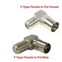 F Type Female To PAL TV Male Female Plug TV Antenna Connector Right Angle Adapter