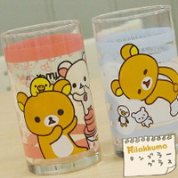 大賀屋 日貨 拉拉熊 玻璃杯 玻璃 水杯 酒杯 飲料杯 懶懶熊 輕鬆熊 餐具 送禮 正版 J00012169 -2170